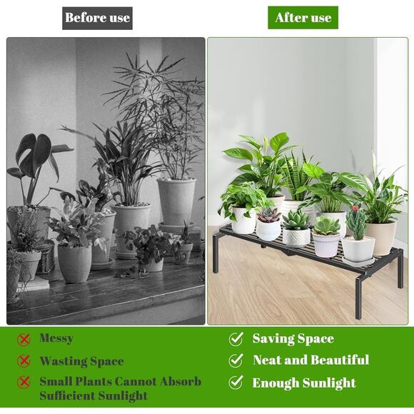 1 Tier Metal Plant Stand Indoor Outdoor, Multiple Flower Pot Holder Rack, Black - Picture 7 of 7